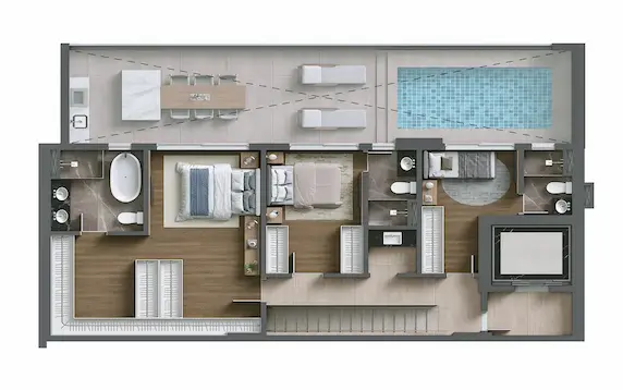 Planta 231 m² Duplex Piso superior
