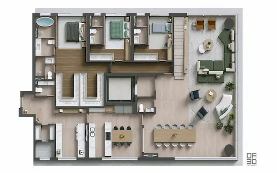 Planta Cobertura 391 m² Piso inferior