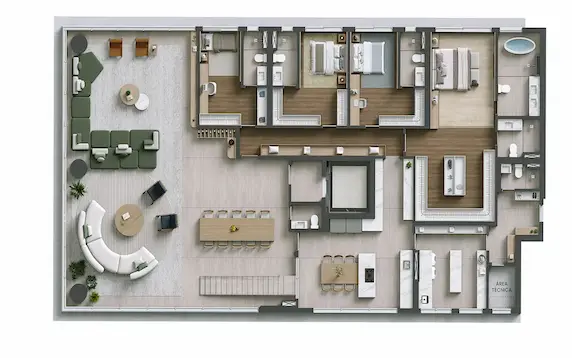 Planta Cobertura 578 m² Piso inferior